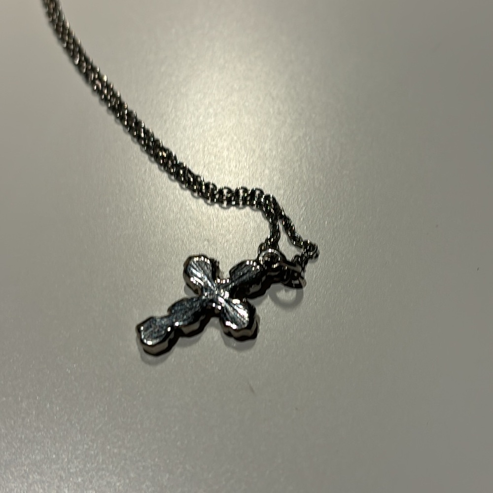 Silver Roses Cross Necklace - Picture 4 of 4